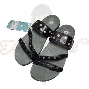 Revitalign Black Playa Open Toe Backless Slides